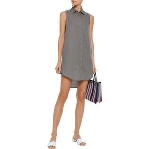 Onia Kaylee shirtdress gray sleeveless high low medium